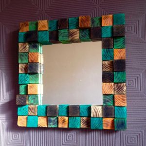 Mirror From 64 Repurposed Wood Blocks 7 &bull; Recycled Art