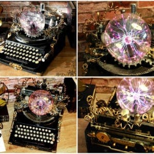 Steampunk Upcycled Vintage 1920 Remington Typewriter Repurposed Plasma Desk Lamp 3 &bull; Lamps & Lights