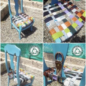 Green Devil - Chair Woven With Upcycled Belts 7 &bull; Recycled Art