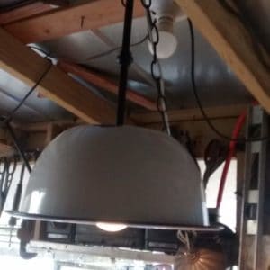 Old Vintage Enamel Bowl into Hanging Light 13 &bull; Wood & Organic