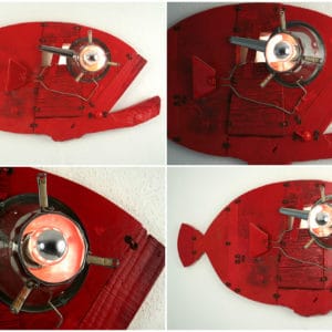 Red Grouper: Wall Sculpture & Lamp 5 &bull; Recycled Art