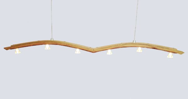 Seagull, Recycled Wine Barrel Stave Into Kitchen Island Light 2 • Lamps & Lights • Recyclart recyclart.org-seagull-recycled-wine-barrel-stave-kitchen-island-light1