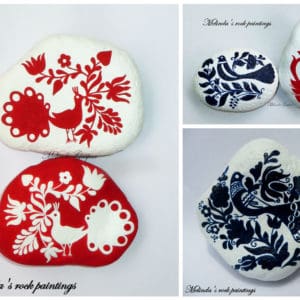 Hungarian Folk Art Motifs Painted On Stones 1 &bull; Recycled Art