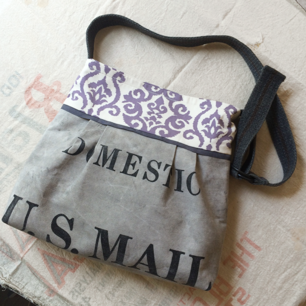 Upcycled US Mail Bag Into Shoulder Bag 1 • Accessories • Recyclart recyclart.org-upcycled-us-mail-shoulder-bag