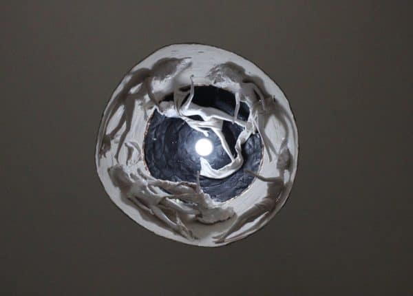 Lampshade From Recycled Paper, Cardboard & Dolls 2 • Lamps & Lights • Recyclart recyclart.org-lampshade-from-recycled-paper-cardboard-and-dolls1