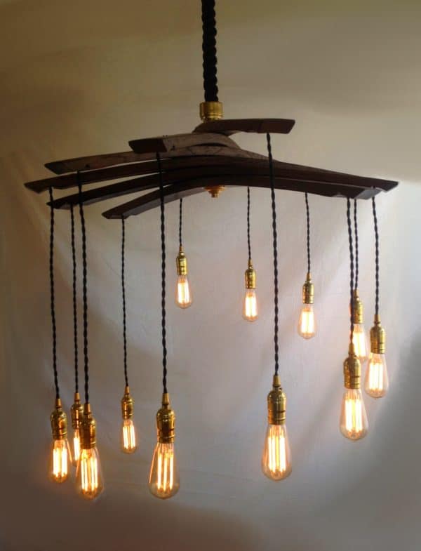Lucciole, Recycled Wine Barrel Staves Large 12 Lights Chandelier 5 &bull; Lamps & Lights