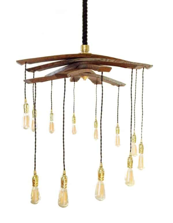 Lucciole, Recycled Wine Barrel Staves Large 12 Lights Chandelier 3 &bull; Lamps & Lights