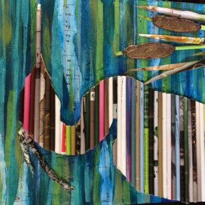 Blue Heron Upcycled Paper Wall Art 1 &bull; Recycling Paper & Books