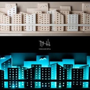 Rgb Backlit Recycled Wooden City Wall Art 1 &bull; Lamps & Lights