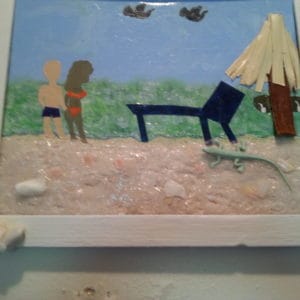 She Makes Sea Shell, Sea Sand Wall Art 3 &bull; Recycled Glass
