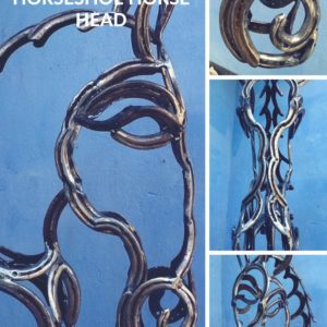 Life-size Horse's Head Horseshoe Sculpture 1 &bull; Recycling Metal