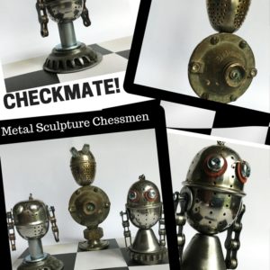 Metal Sculpture Recycled Chess Pieces 5 &bull; Recycling Metal