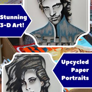 3d Upcycled Paper Wall Art Pieces & Portraits 1 &bull; Recycling Paper & Books