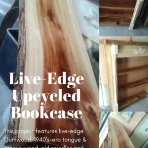 Upcycled Live-edge Fireplace Bookshelf 1 &bull; Wood & Organic
