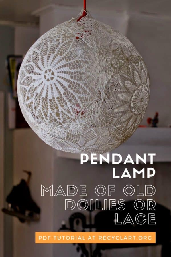 Pendant lamp made of old doilies or lace 1 &bull;