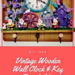 Vintage Wooden Wall Clock & Key Ring holder 3 &bull; Recycled Furniture