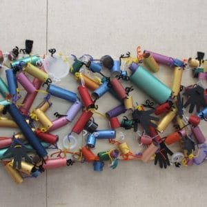 Finished Pipe Piper Recycled Art