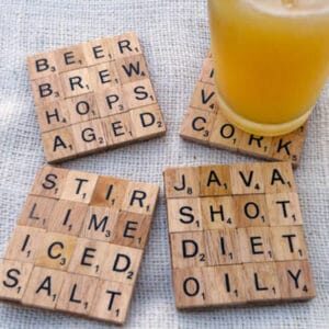 scrabble tile coasters