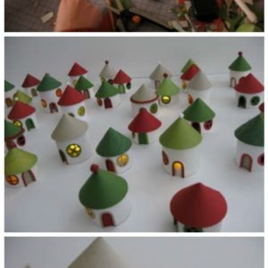 DIY christmas village from toilet paper rolls 1